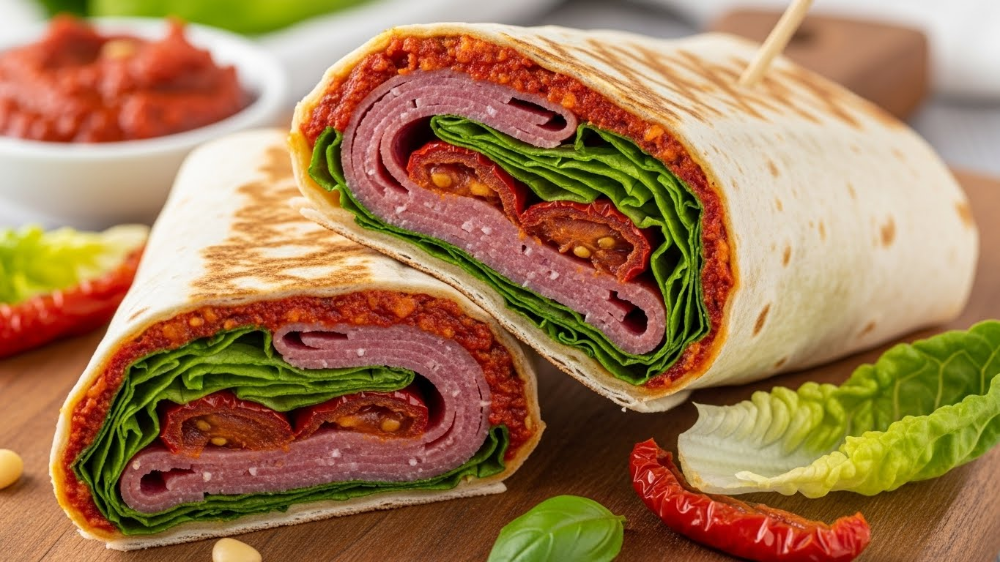 Salami Sundried Tomato Lettuce Red Pesto