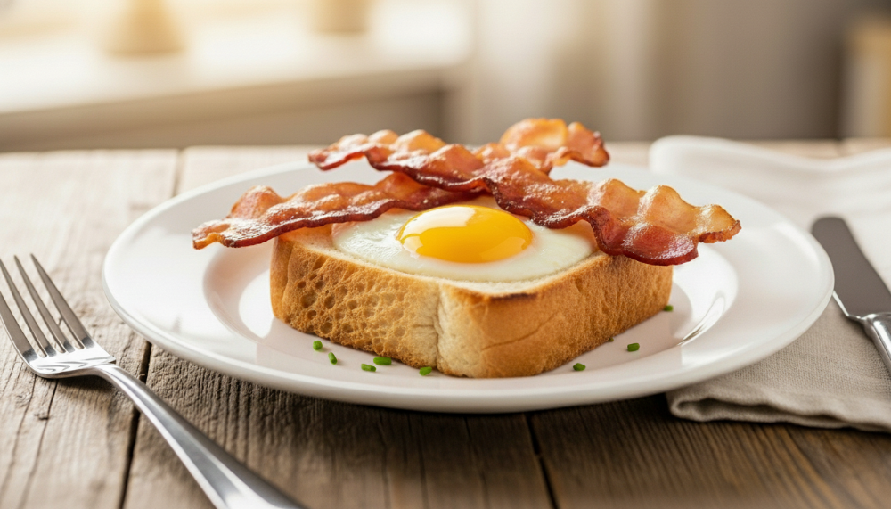 Egg and Bacon Toast or Sandwich