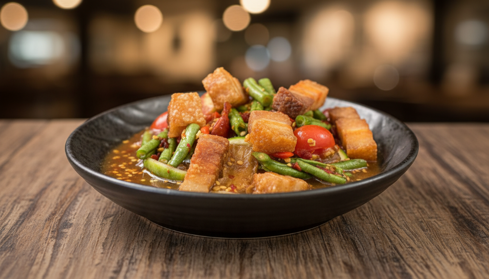 Long Bean Salad With Crispy Pork Belly